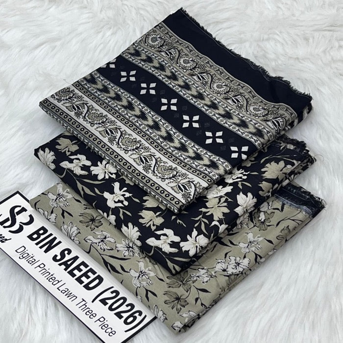 Bin Saeed Lawn Collection 2026 | Original 3 Piece Unstitched Stitched/Ready to wear