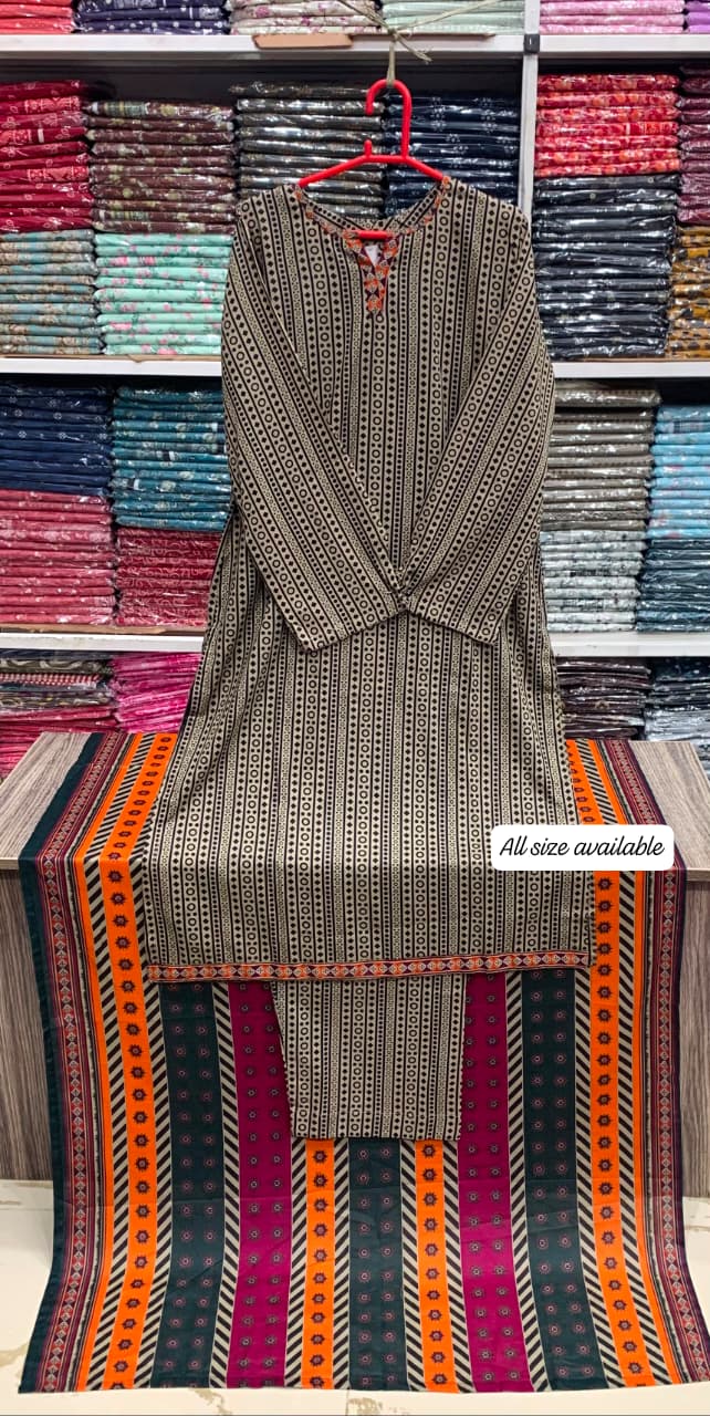 Bin saeed original 3pc Lawn Suit Stitched - My Store