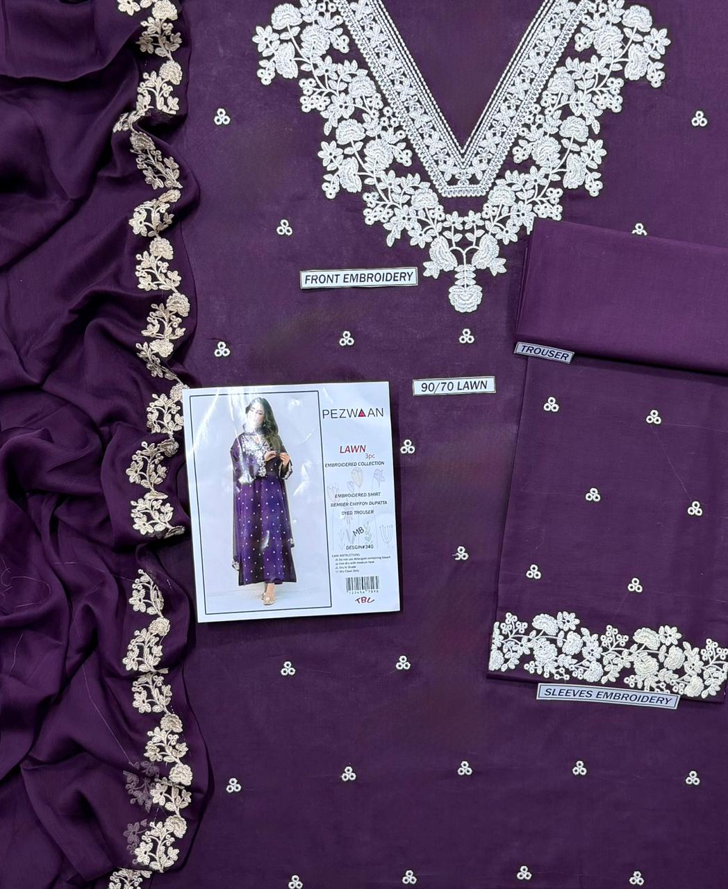 Pezwaan fancy 3pc Lawn Suit 2026
