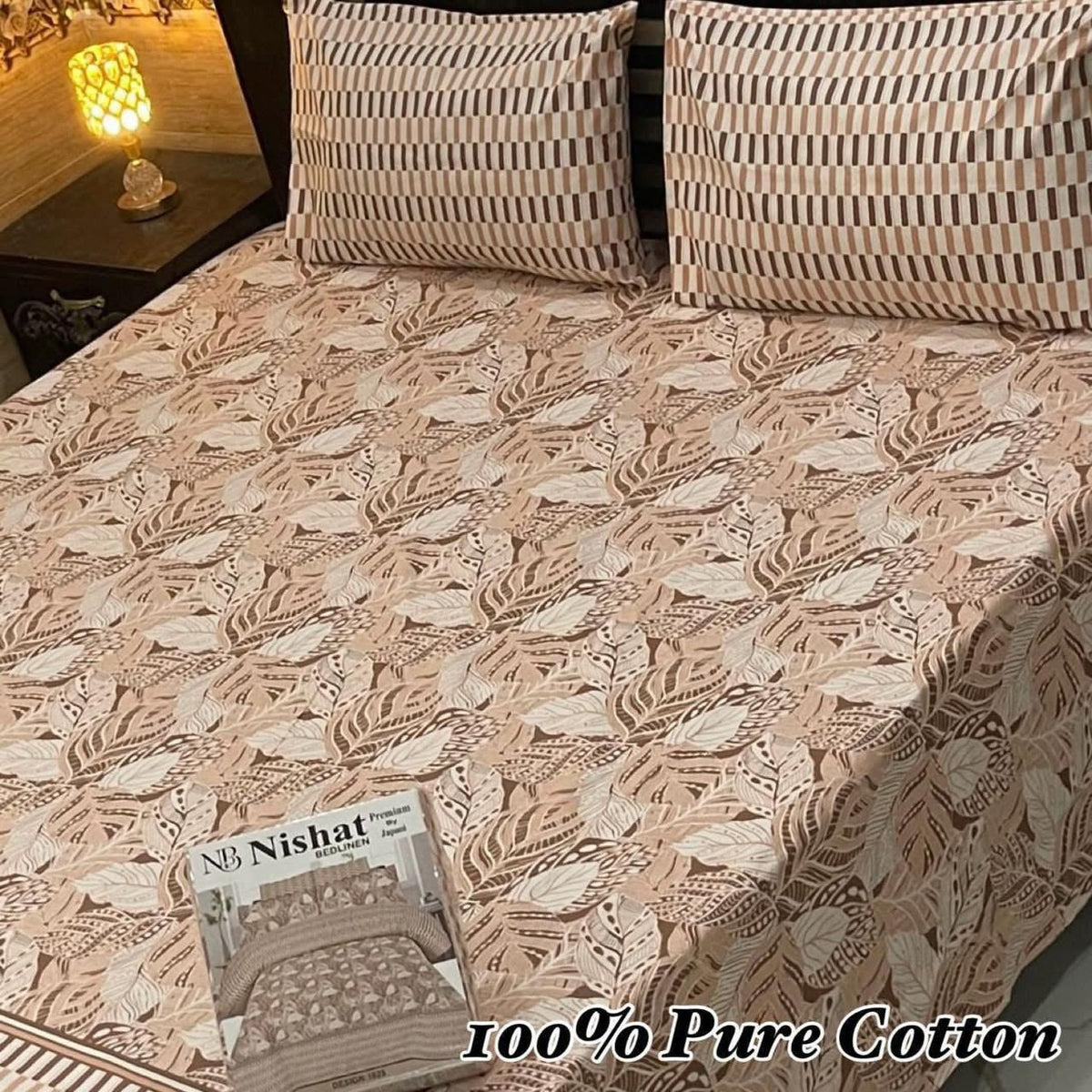 Nishat 100% Pure Cotton Bedsheet Set – 3 Piece King Size Bedding Collection