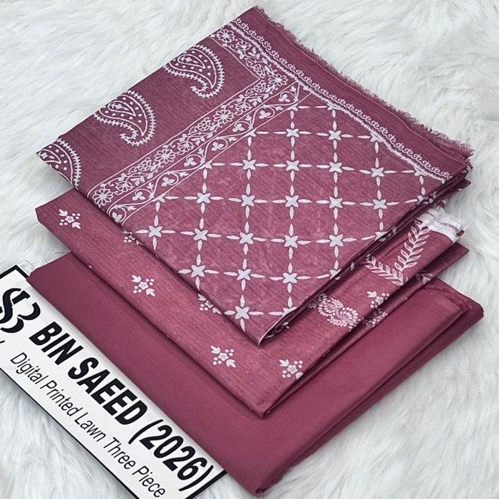 Bin Saeed Lawn 3Pcs (100% Original)