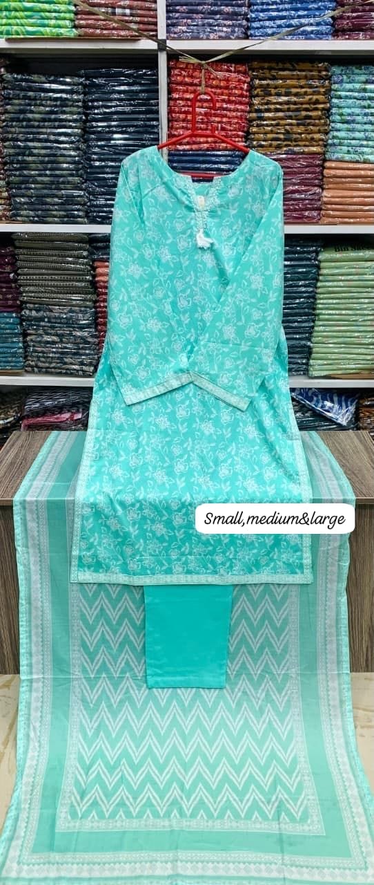 Bin saeed original 3pc Lawn Suit Stitched - My Store