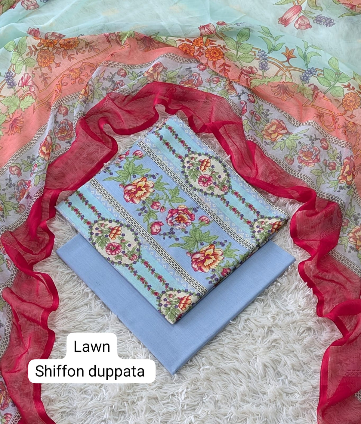 Digital Printed Lawn Suit with Chiffon Dupatta | Summer sale | Branded lawn | 3Pc - My Store