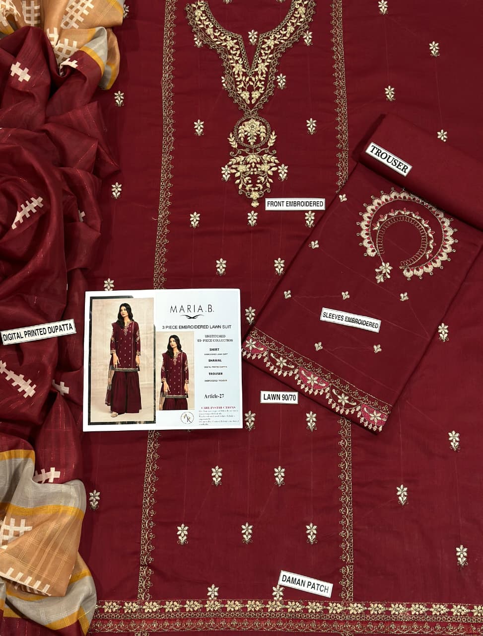 Maria B fancy lawn 3pc Embroidery