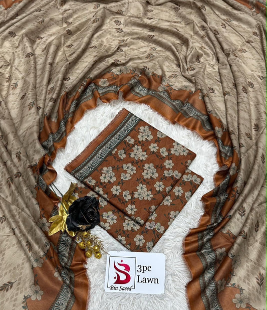 Bin saeed lawn orignal 3Pc