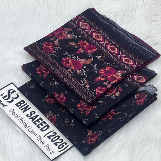 Bin Saeed Lawn Collection 2026 | Original 3 Piece Unstitched Stitched/Ready to wear