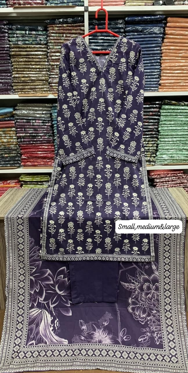 Bin saeed original 3pc Lawn Suit Stitched - My Store