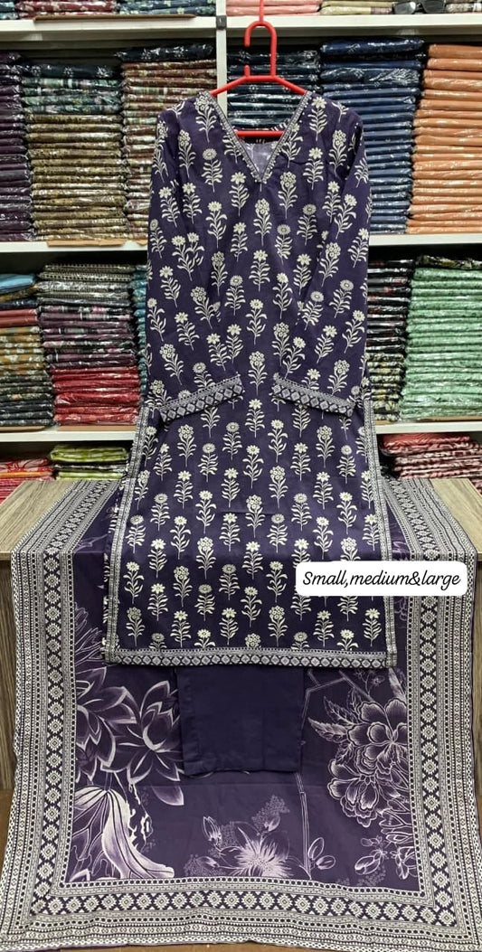 Bin saeed original 3pc Lawn Suit Stitched - My Store
