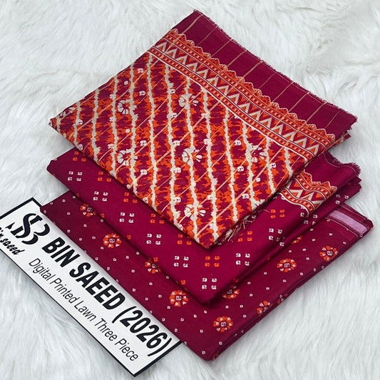 Bin Saeed Lawn Collection 2026 | Original 3 Piece Unstitched Stitched/Ready to wear