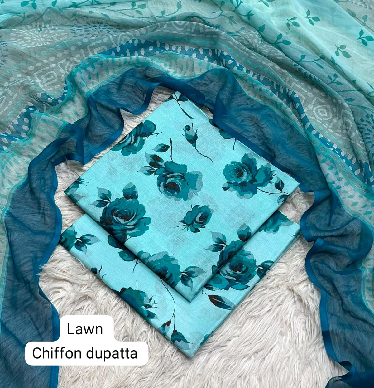 Digital Printed Lawn Suit with Chiffon Dupatta | Summer sale | Branded lawn | 3Pc - My Store