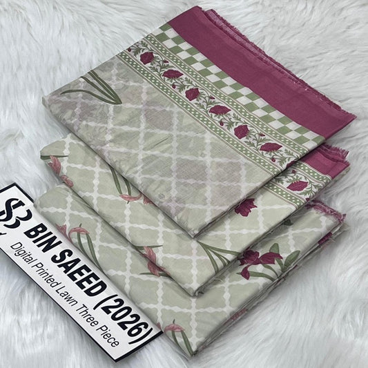 Original Bin Saeed Lawn 3 Piece Unstitched Suit 2026 Collection