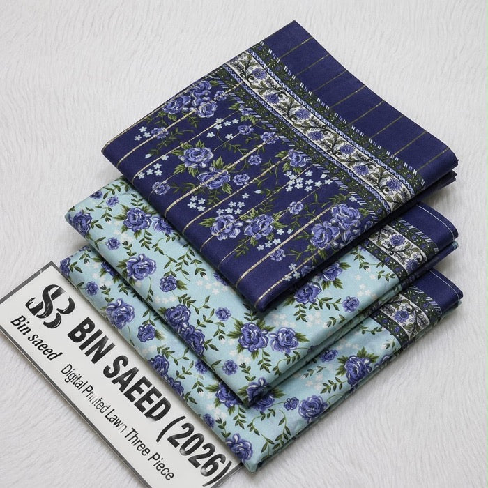 Bin saeed original 3pc Lawn Suit Stitched