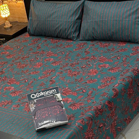 Premium Cotton King Size Bedsheet Set | 3-Piece Printed Gift Pack