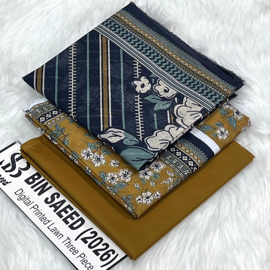 Bin Saeed Lawn Collection 2026 | Original 3 Piece Unstitched Stitched/Ready to wear