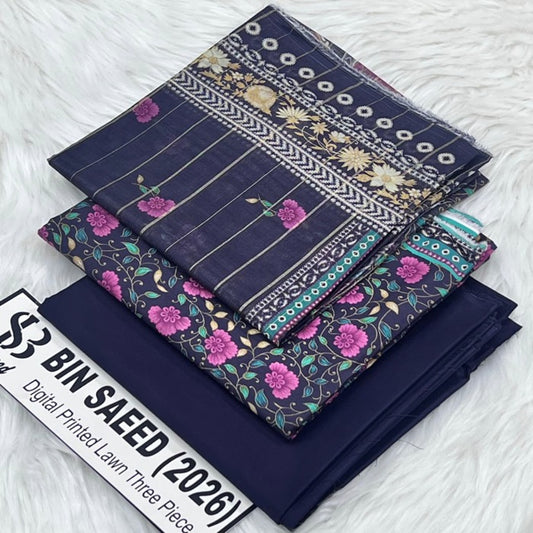 Bin Saeed Lawn Collection 2026 | Original 3 Piece Unstitched Stitched/Ready to wear