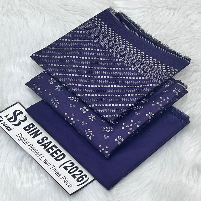 Original Bin Saeed Lawn 3 Piece Unstitched Suit 2026 Collection