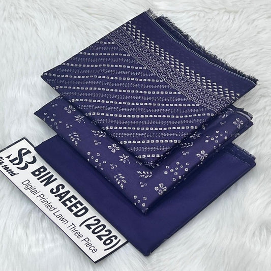 Original Bin Saeed Lawn 3 Piece Unstitched Suit 2026 Collection