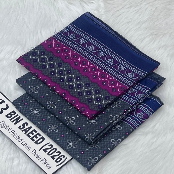 Bin Saeed Lawn 3Pcs (100% Original)