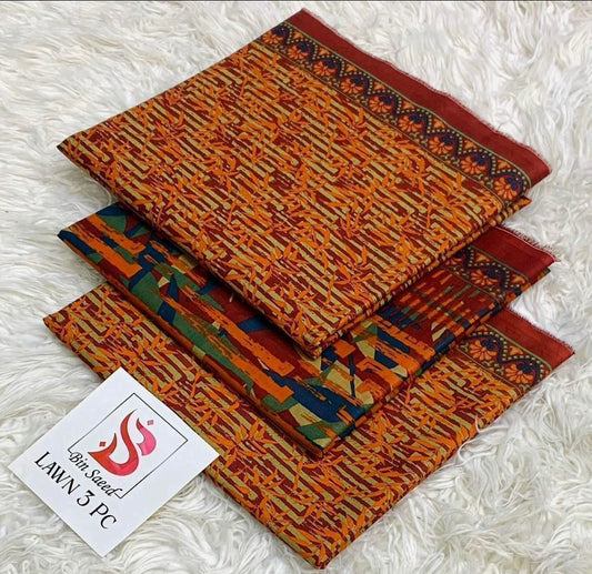 Bin saeed lawn orignal 3Pc