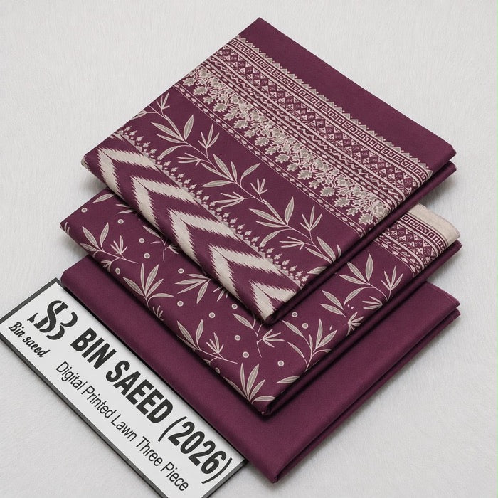 Bin Saeed Lawn 3Pcs (100% Original)