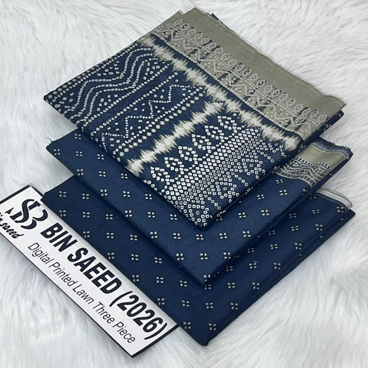 Original Bin Saeed Lawn 3 Piece Unstitched Suit 2026 Collection