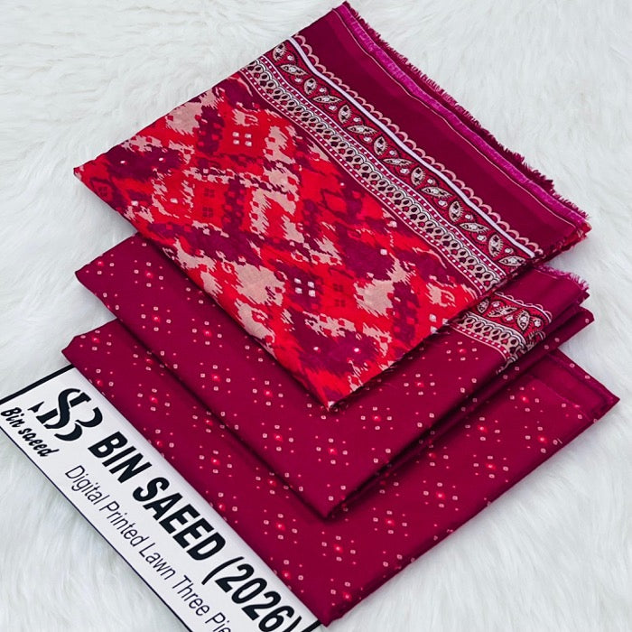 Bin Saeed Lawn 3Pcs (100% Original)