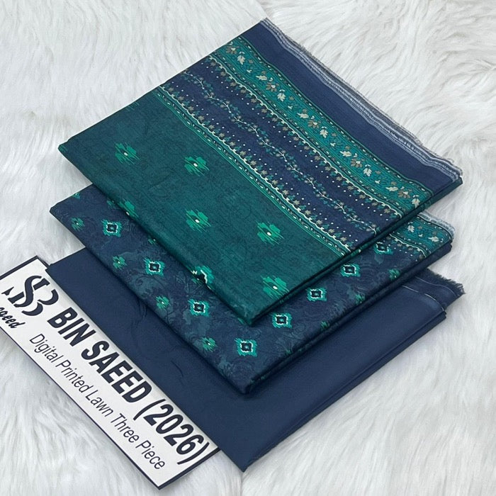 Original Bin Saeed Lawn 3 Piece Unstitched Suit 2026 Collection
