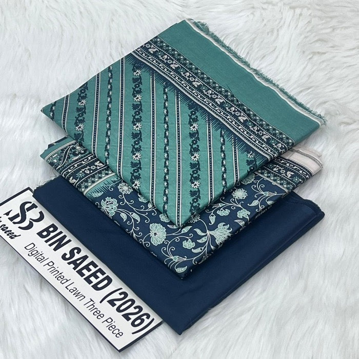 Original Bin Saeed Lawn 3 Piece Unstitched Suit 2026 Collection