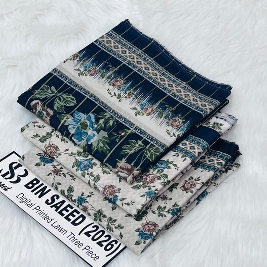 Bin Saeed Lawn Collection 2026 | Original 3 Piece Unstitched Stitched/Ready to wear