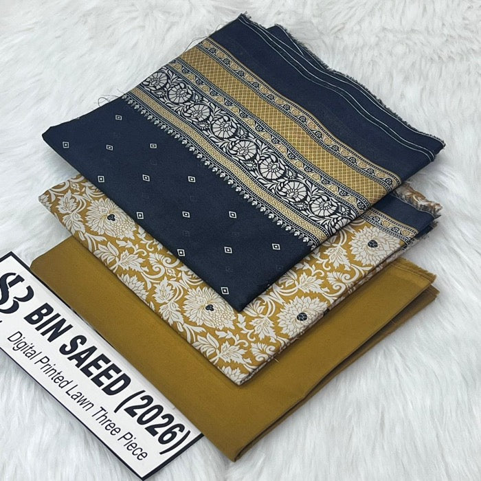 Bin Saeed Lawn Collection 2026 | Original 3 Piece Unstitched Stitched/Ready to wear