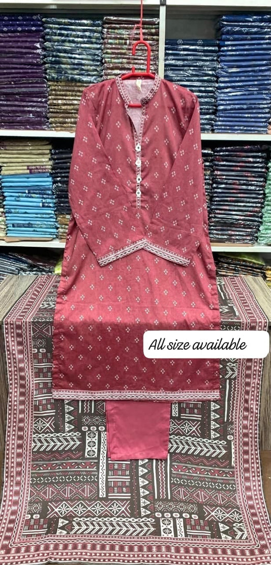 Bin saeed original 3pc Lawn Suit Stitched - My Store