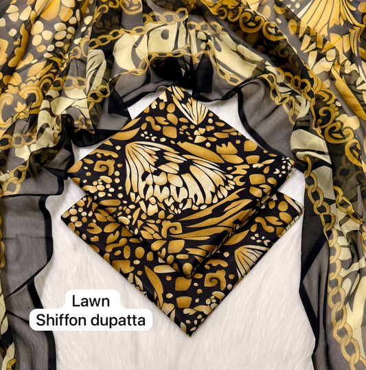 Digital Printed Lawn Suit with Chiffon Dupatta | Summer sale | Branded lawn | 3Pc - My Store