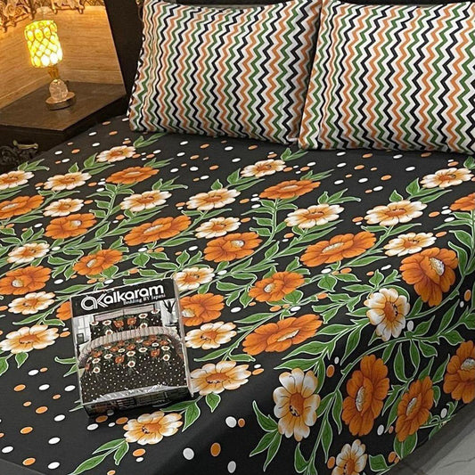 Premium Cotton King Size Bedsheet Set | 3-Piece Printed Gift Pack