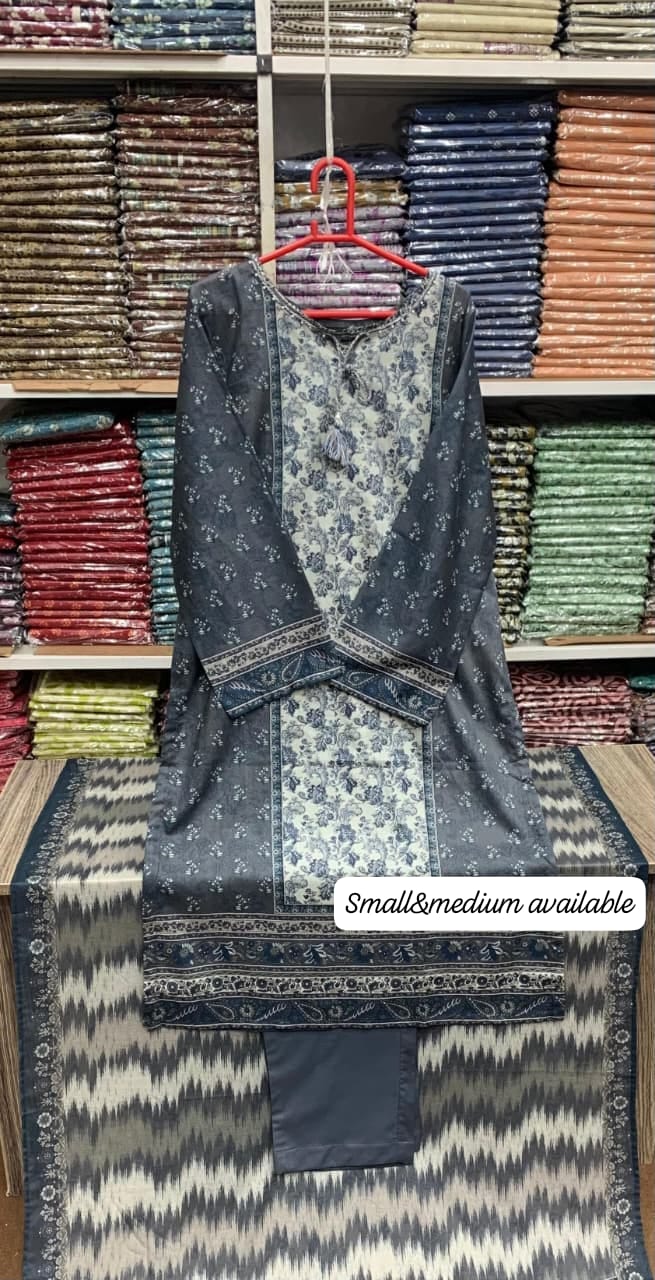 Bin saeed original 3pc Lawn Suit Stitched - My Store