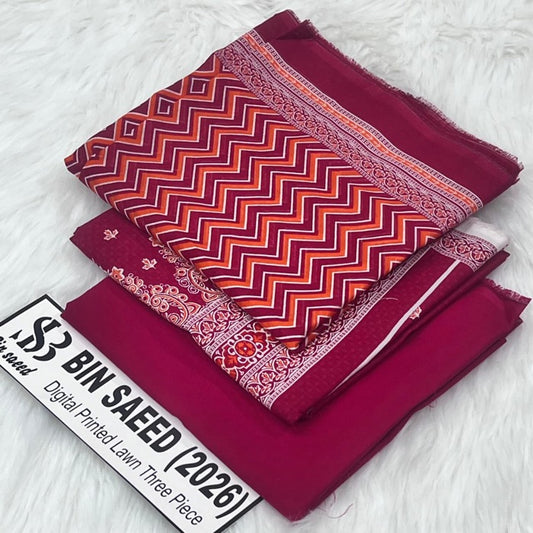 Bin Saeed Lawn Collection 2026 | Original 3 Piece Unstitched Stitched/Ready to wear