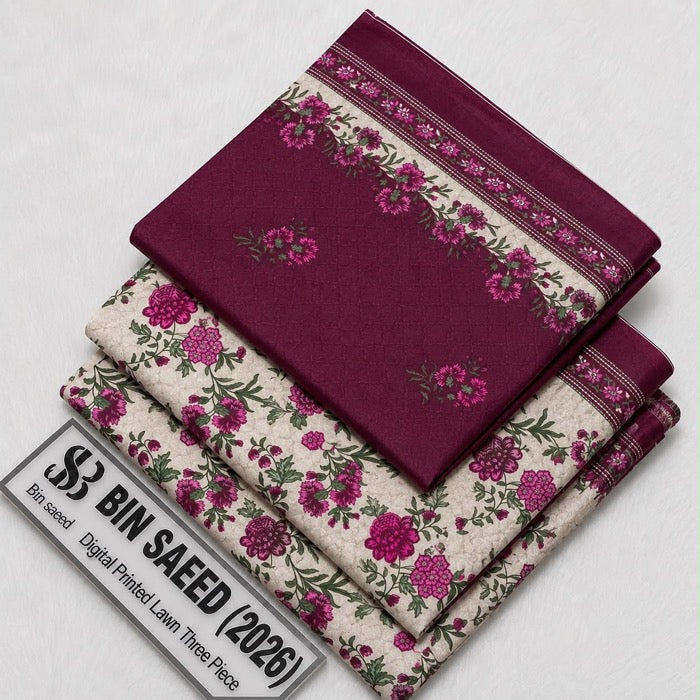 Bin Saeed Lawn 3Pcs (100% Original)