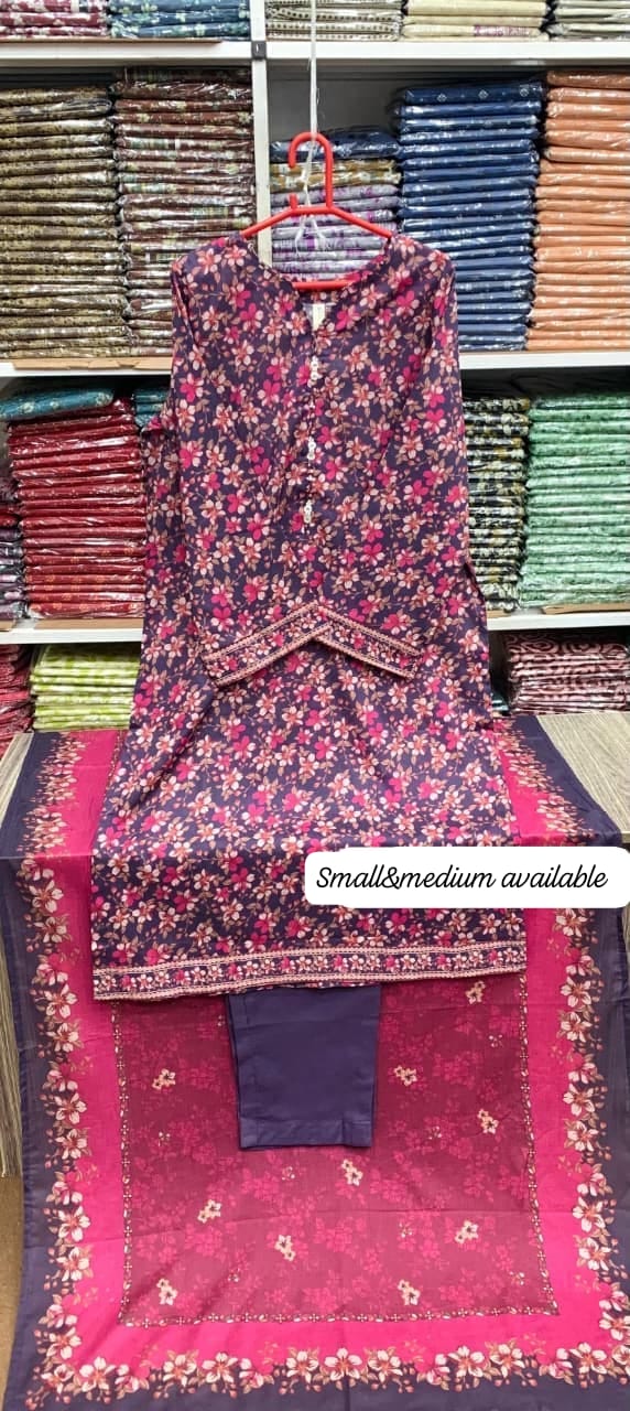 Bin saeed original 3pc Lawn Suit Stitched - My Store