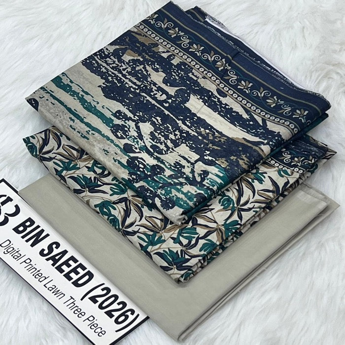Bin Saeed Lawn 3Pcs (100% Original)