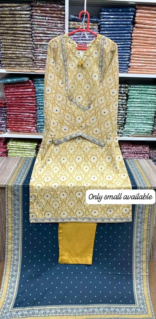 Bin saeed original 3pc Lawn Suit Stitched - My Store