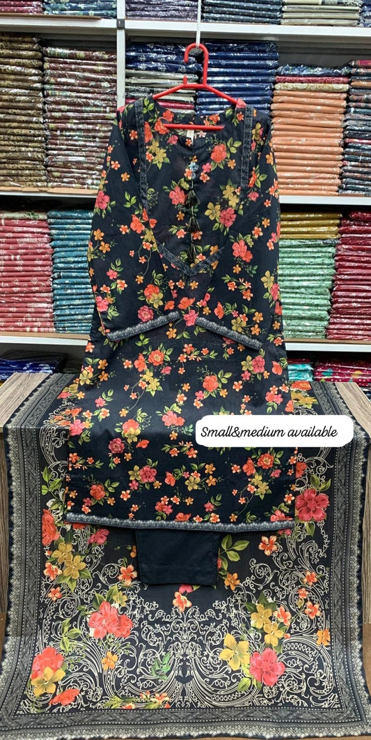 Bin saeed original 3pc Lawn Suit Stitched - My Store