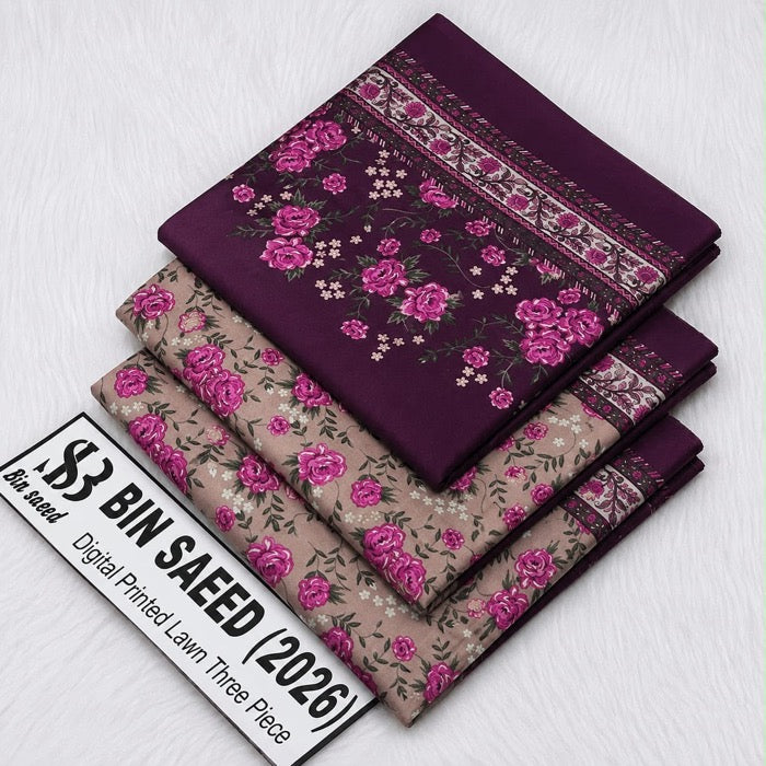 Bin saeed original 3pc Lawn Suit Stitched