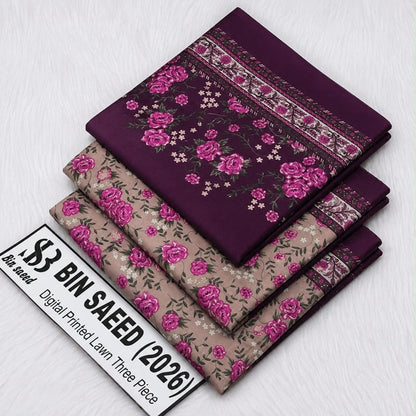 Bin saeed original 3pc Lawn Suit Stitched