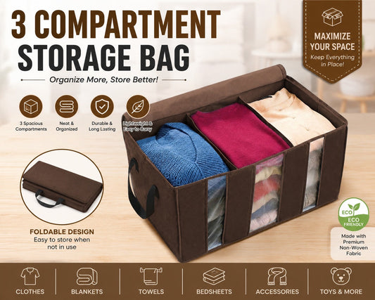 3 Compartment Storage Organiser / Clothes Storage Bag