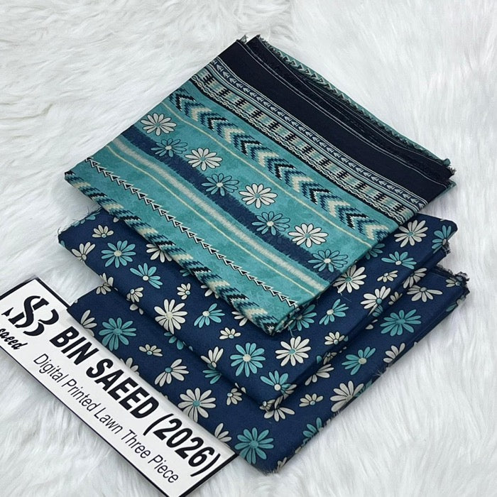 Bin Saeed Lawn Collection 2026 | Original 3 Piece Unstitched Stitched/Ready to wear