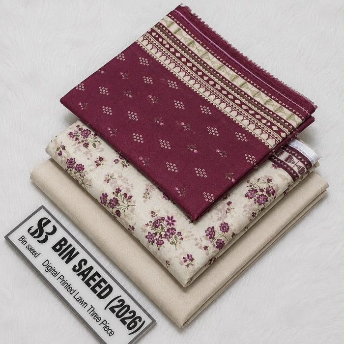 Bin Saeed Lawn 3Pcs (100% Original)