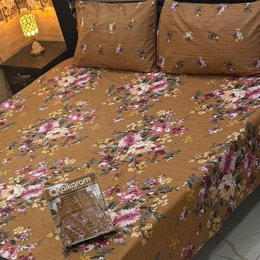 Premium Cotton King Size Bedsheet Set | 3-Piece Printed Gift Pack