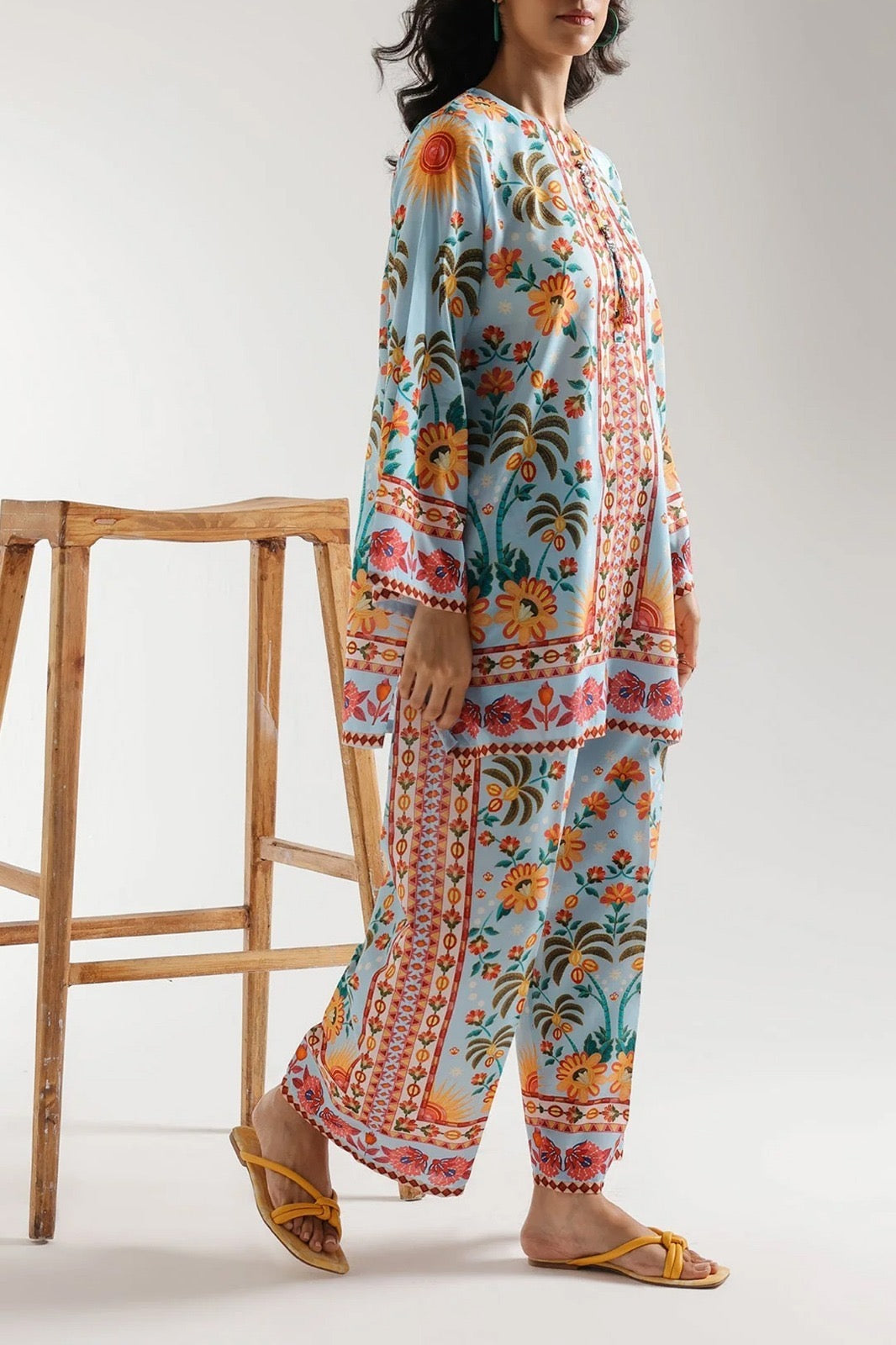 Stitched 2 Piece Printed Co-Ord Set for Women | Premium Grip Fabric | Elegant Printed Co-Ord Suit