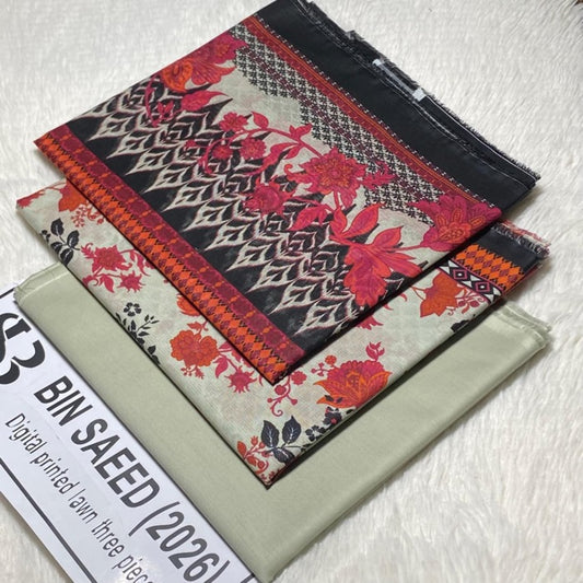 Bin Saeed Lawn Collection 2026 | Original 3 Piece Unstitched Stitched/Ready to wear