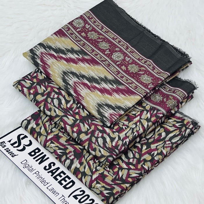 Bin Saeed Lawn 3Pcs (100% Original)