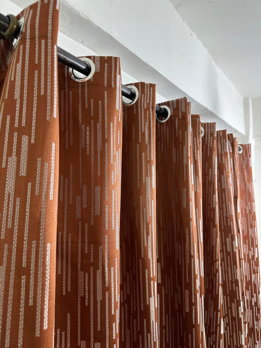 Export Golden Sparkles Jacquard Texture Curtains With Steel Rings - Pack of 2 (8 Feet × 4 Feet)